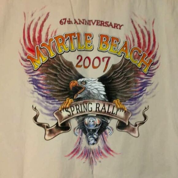 Myrtle Beach 2007 Spring Rally 67th Anniv. Cream Sleeveless Shirt - RARE! sz. L - Picture 2 of 4
